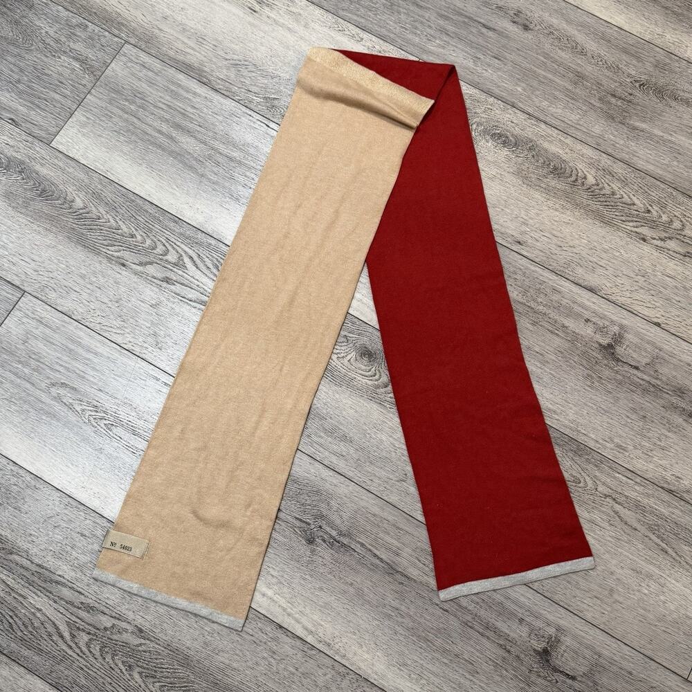 Vintage Gap Angora Scarf Womens Long Colorblock Metallic Gold Red Rabbit Fur Y2k